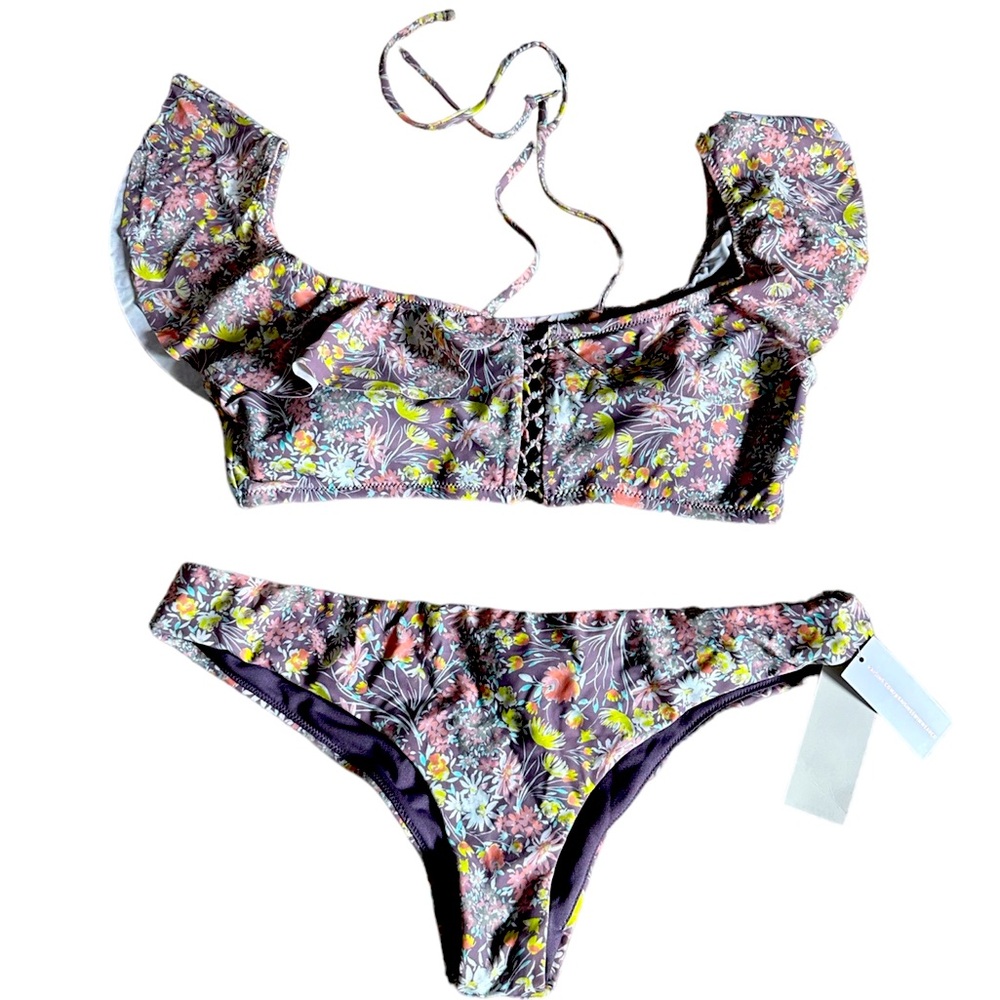 Raisins off Shoulder Swim Suit 2 Pc